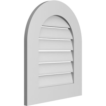 Ekena Millwork Round Top Surface Mount PVC Gable Vent: Functional, w/ 3-1/2"W x 1"P Standard Frame, 20"W x 24"H GVPRT20X2401SF